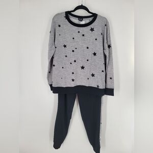 Splendid Black and Gray Star Night Jogger 2 Piece Lounge Set Size M New